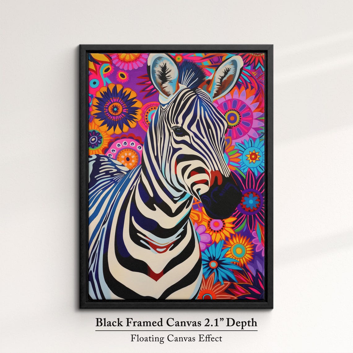 Zebra Colorful Floral Mandala Background Abstract Portrait Art Poster - Image 2