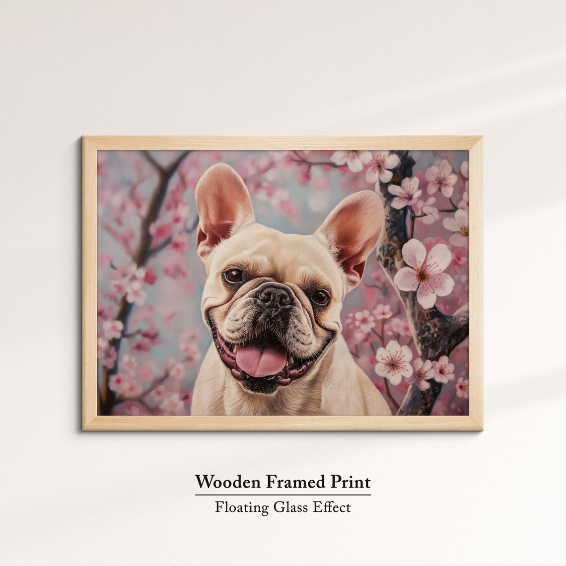 Smiling Cream French Bulldog Under Cherry Blossoms Adorable Dog Poster - Image 6