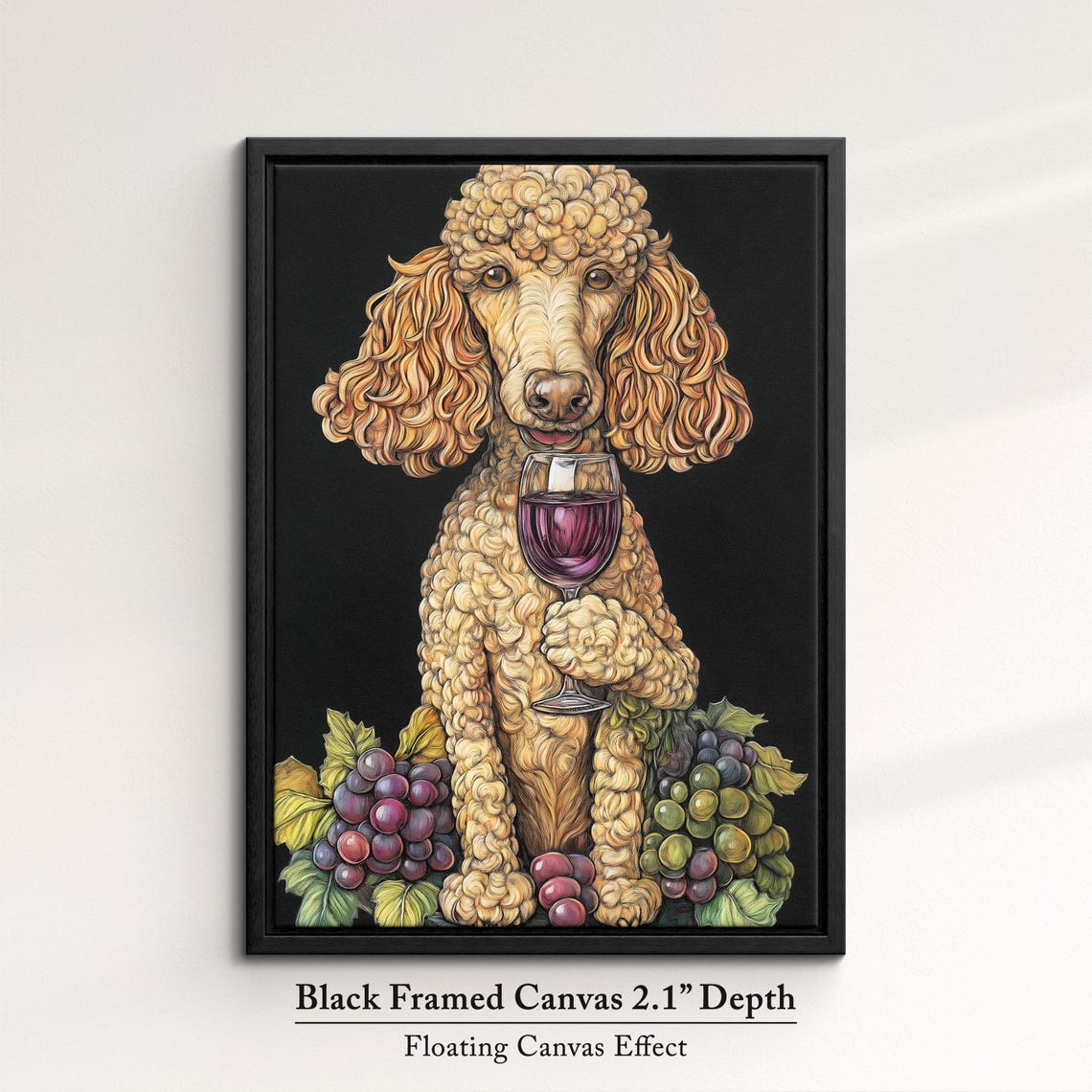 Poodle Dog Holding Red Wine Glass Grape Vineyard Elegant Art Poster - Image 2