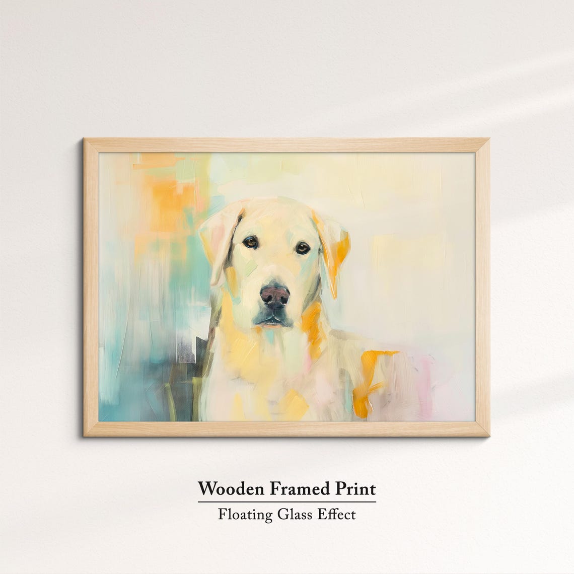 Golden Retriever Warm Yellow Pastel Abstract Painting Dog Poster - Image 6