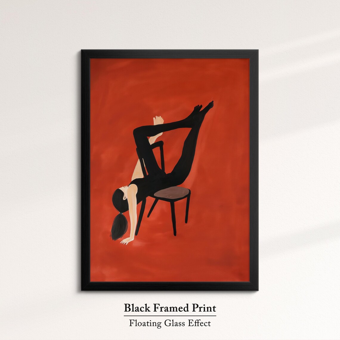 Woman Yoga Pose Chair Minimalist Burnt Orange Modern Figure Dance Art Poster - Image 8