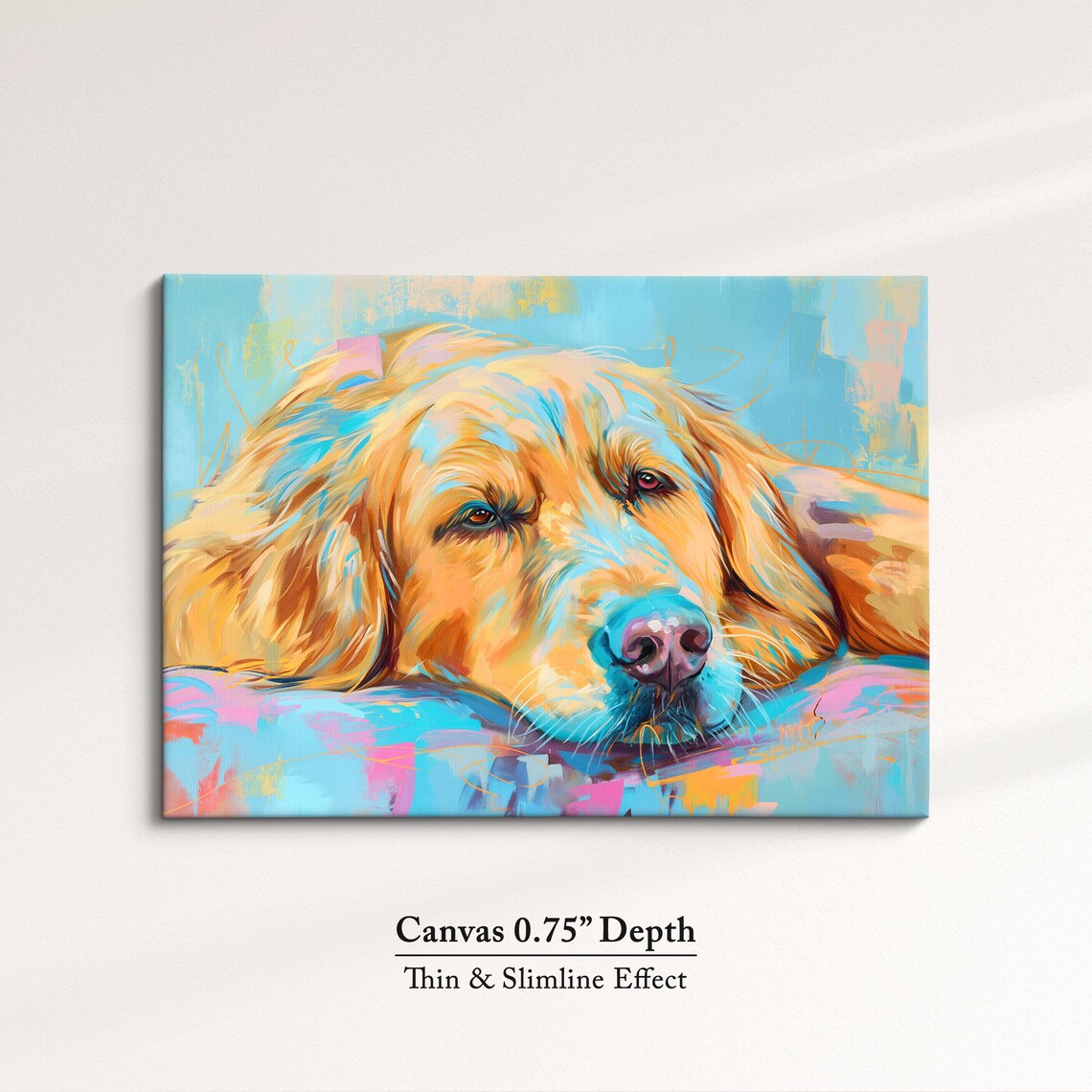 Golden Retriever Resting Colorful Oil Painting Dog Portrait Poster - Image 4