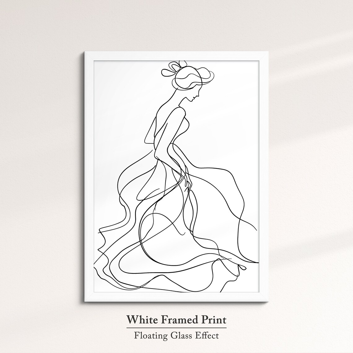 Woman in Flowing Wedding Dress Continuous Line Art Drawing Minimalist Poster - Image 7