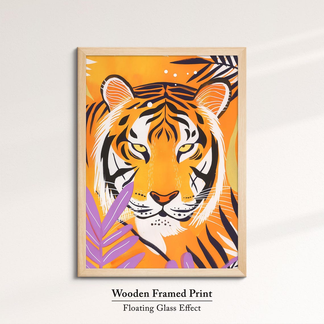 Tiger Face Close Up Bold Orange Purple Wildlife Illustration Poster - Image 6