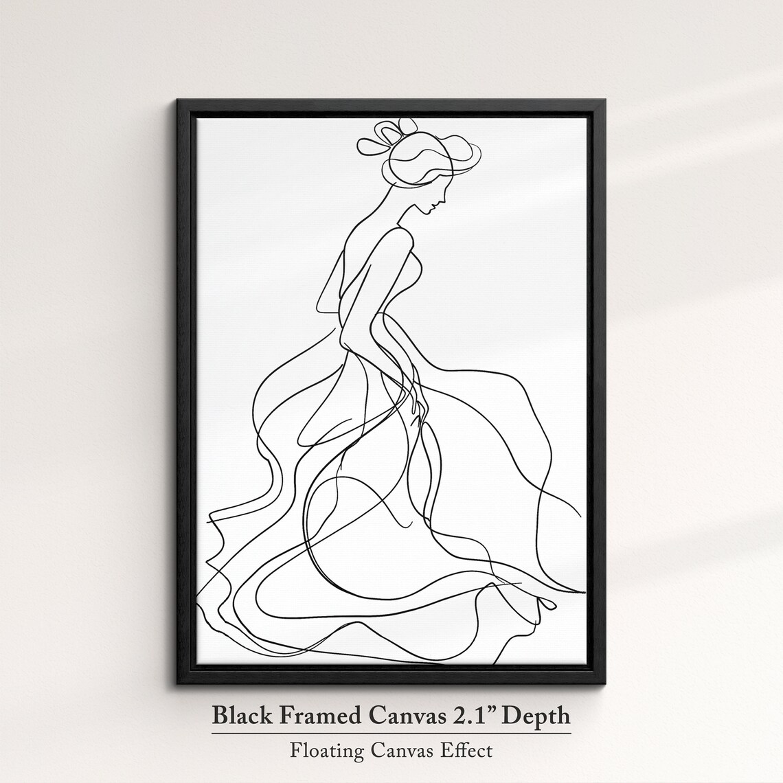 Woman in Flowing Wedding Dress Continuous Line Art Drawing Minimalist Poster - Image 2
