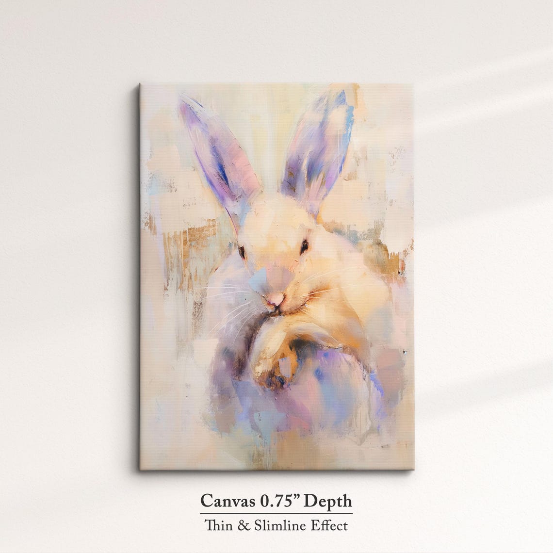 Cute White Rabbit Pastel Abstract Portrait Sweet Bunny Wall Art - Image 4