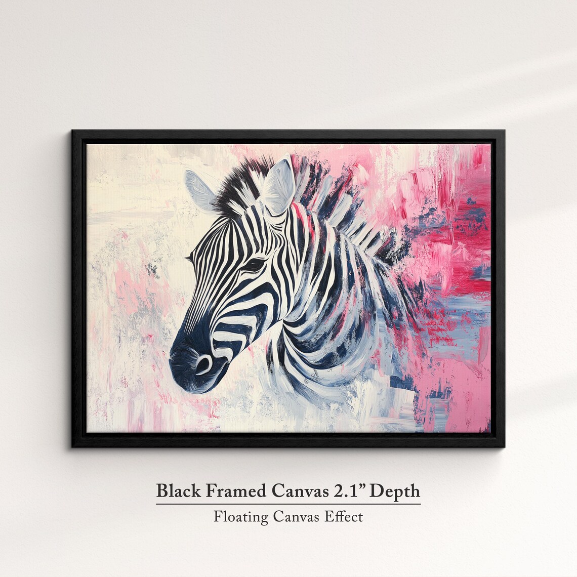 Zebra Head Pink Abstract Background Colorful Safari Animal Wall Art Poster - Image 2