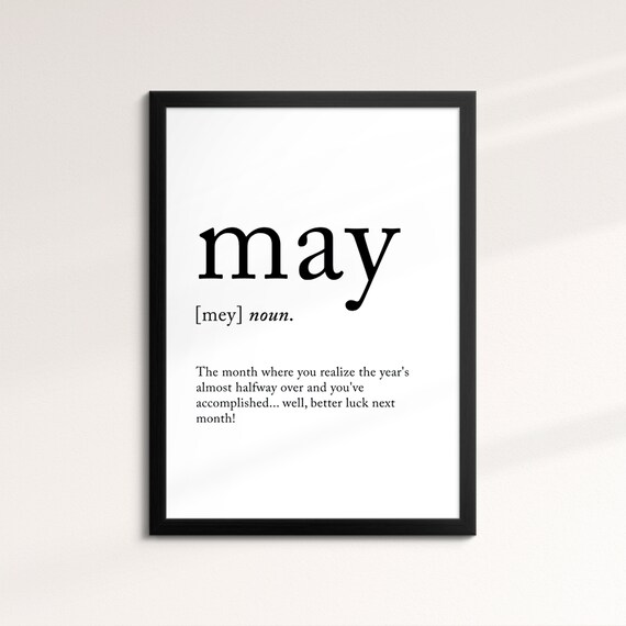 May Minimalist Definition Quote Word Art Framed Print Framed Female Wall Art Lady Poster Feminine Home Decor Gifts For Her