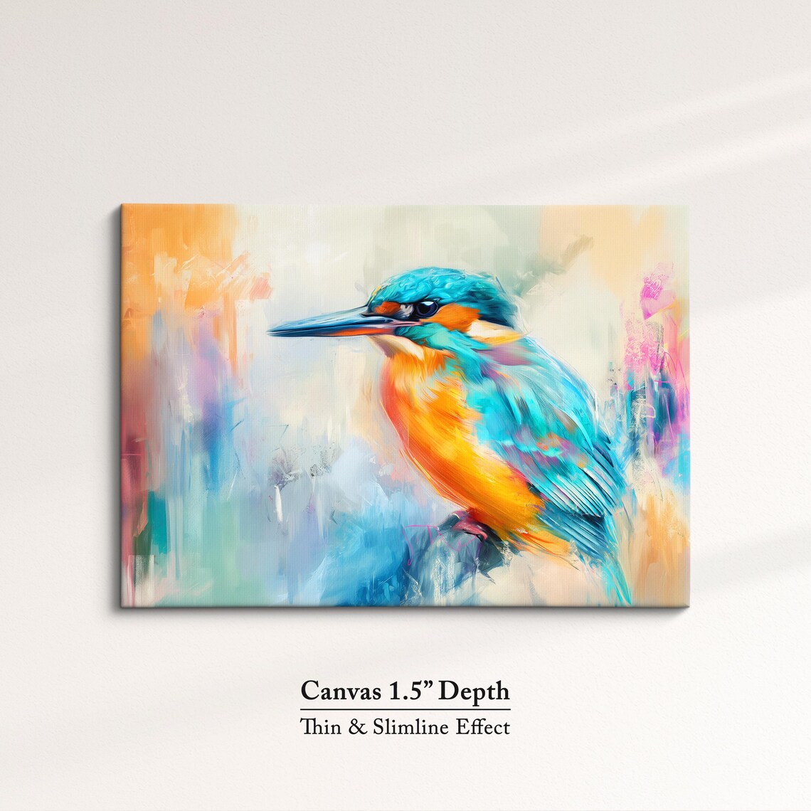 Kingfisher Bird Abstract Oil Painting Watercolor Art Print - Image 3