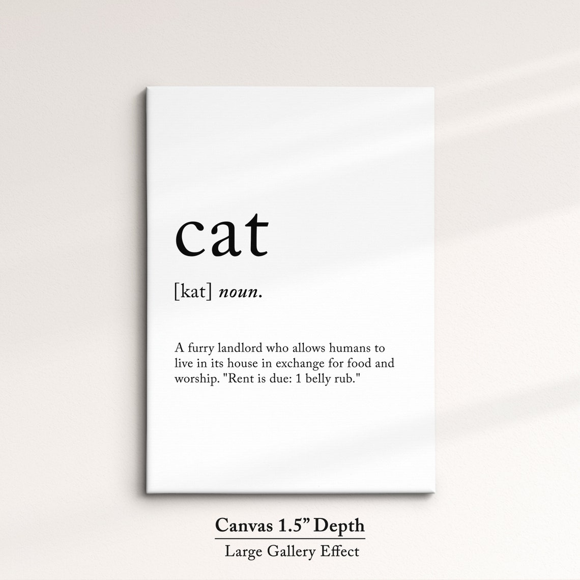 Cat Funny Dictionary Definition Noun Minimalist Black White Art Poster - Image 2