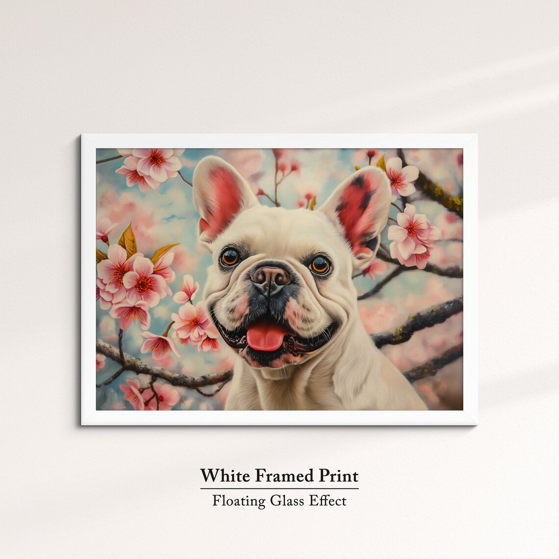 Happy White French Bulldog In Cherry Blossoms Cute Spring Dog Poster - Image 7