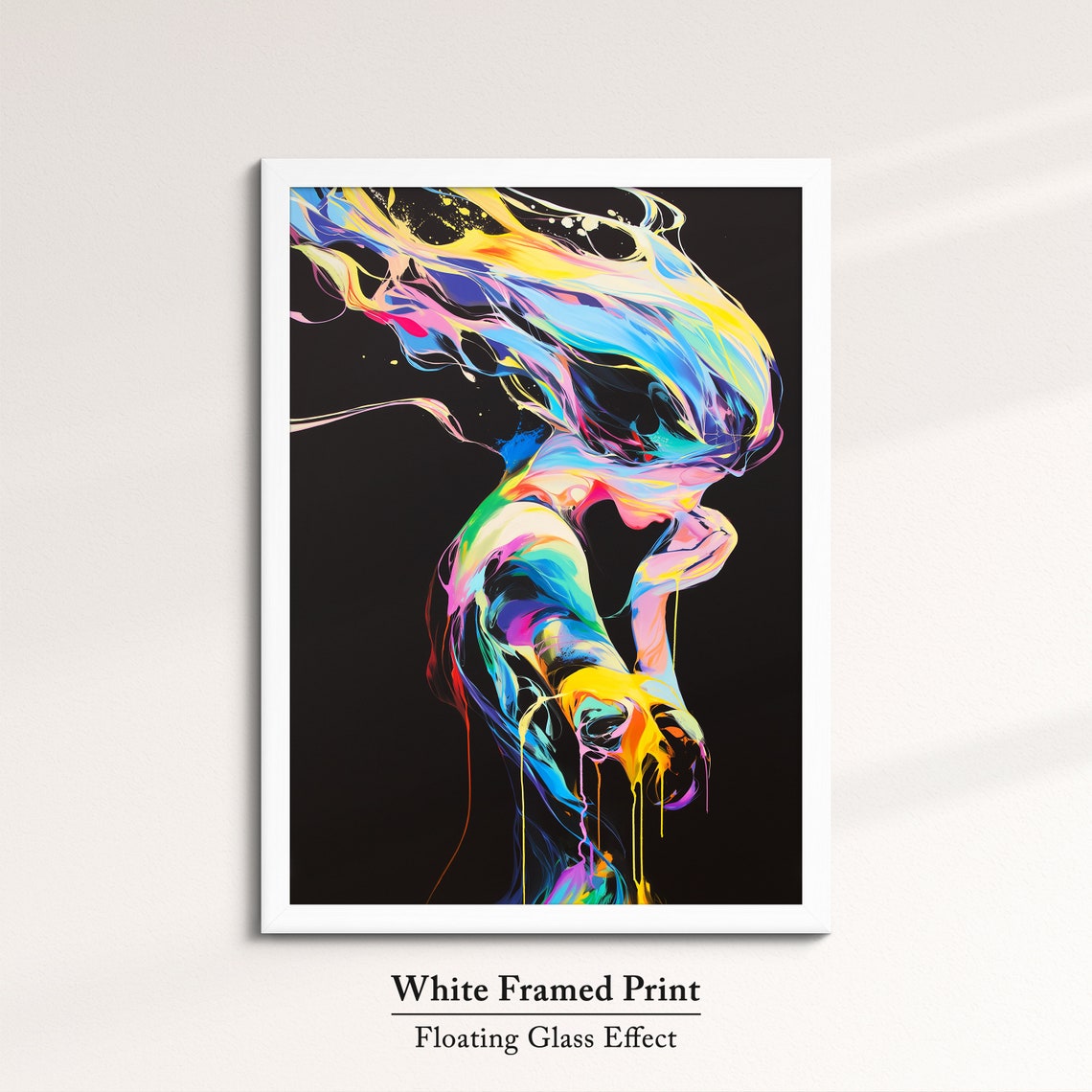 Neon Paint Splash Dancing Woman Swirling Colors Abstract Art Poster - Image 7