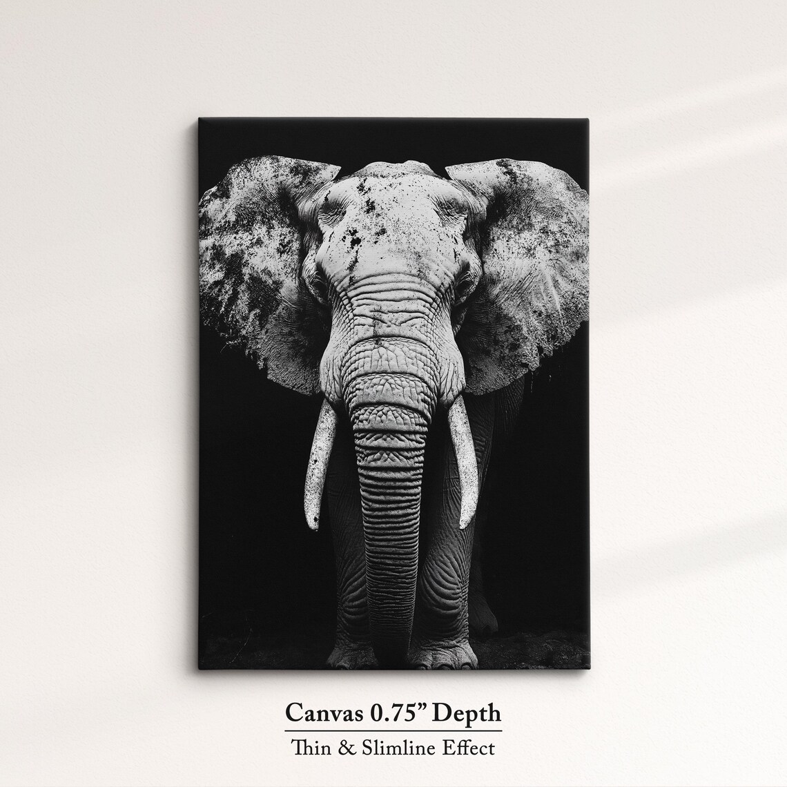 African Elephant Monochrome Black White Dramatic Tusker Portrait Poster - Image 4