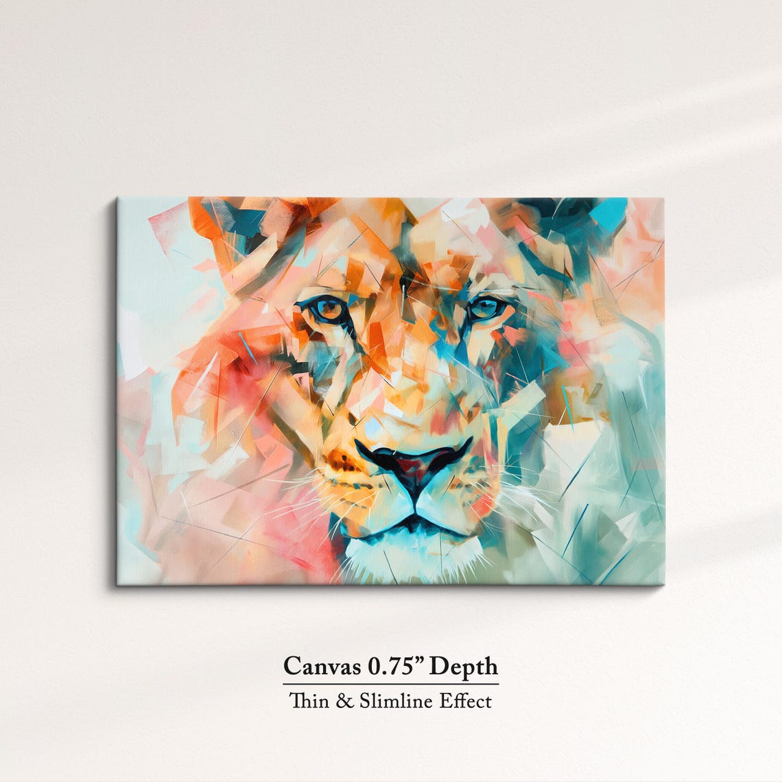Lioness Geometric Fragmented Orange Teal Modern Abstract Art Poster - Image 4