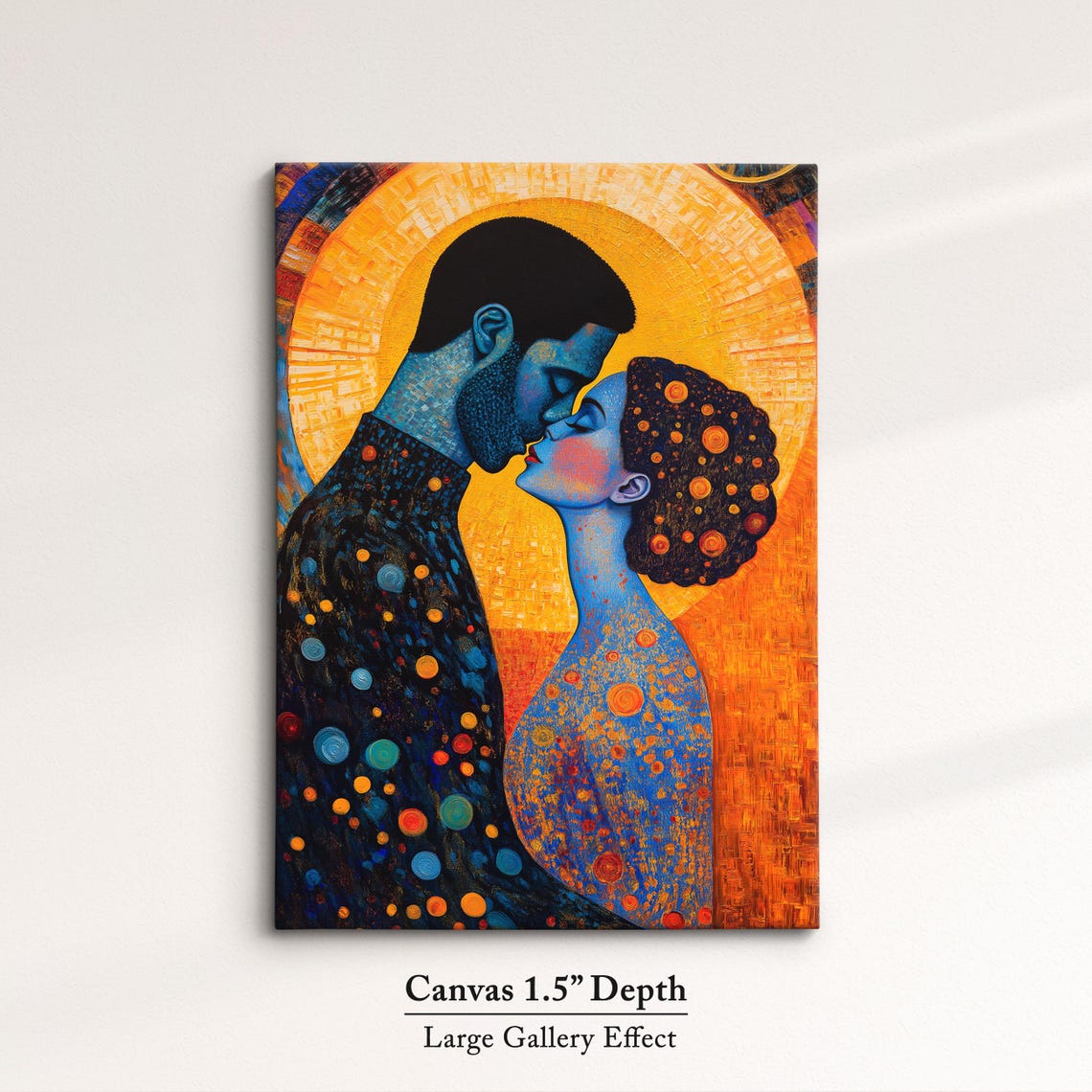 Romantic Couple Kiss Golden Mosaic Art Nouveau Style Wall Art Print - Image 3