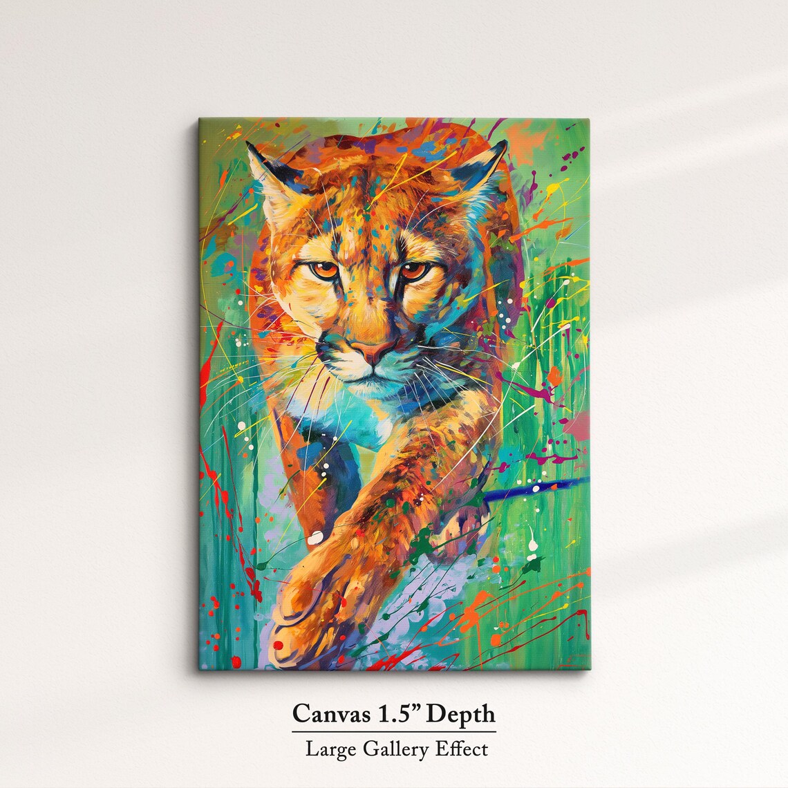 Prowling Lioness Vibrant Pop Art Painting Colorful Splatter Wildlife Wall Poster - Image 3