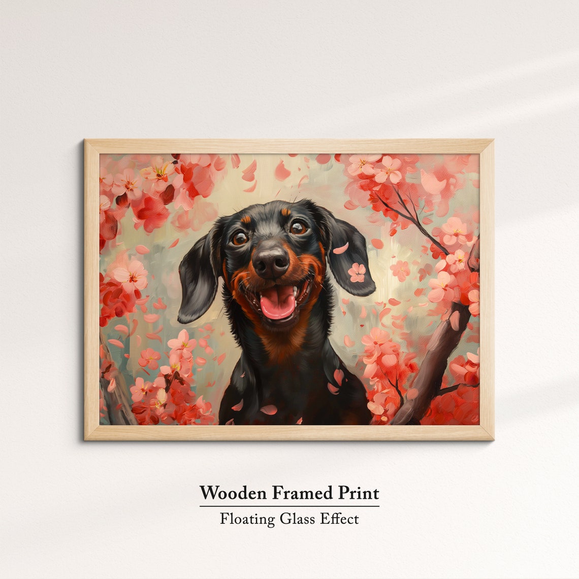 Grinning Black And Tan Dachshund In Red Blossoms Joyful Art Poster - Image 6