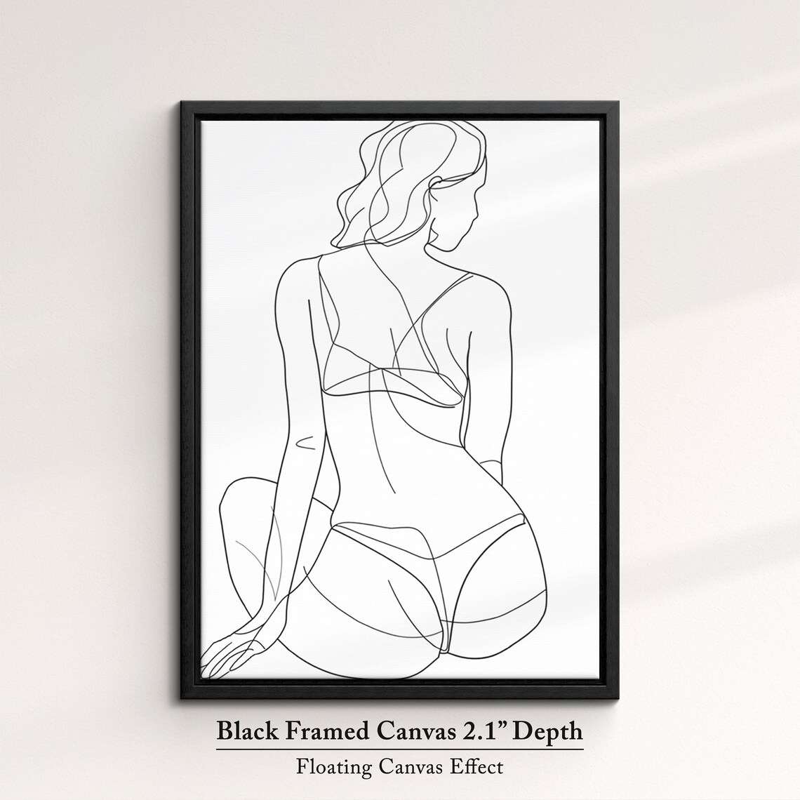 Seated Woman From Behind Minimalist Line Art Drawing Elegant Feminine Wall Art Print - Image 2
