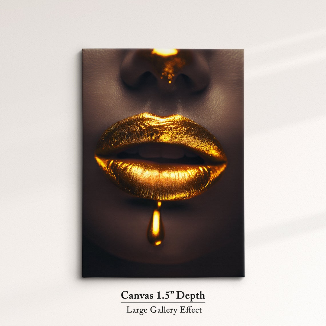 Gold Lips Art Luxurious Framed Wall Decor Bold And Elegant Artwork Perfect For Living Room Or Bedroom Modern Glam Gift Idea - Image 3