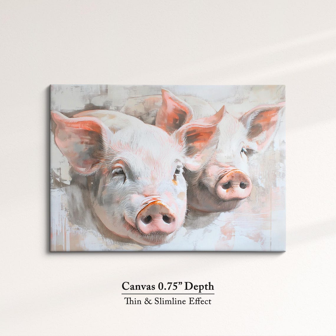 Two Cute Piglets Soft Pastel Portrait Playful Farm Animal Wall Art - Image 4