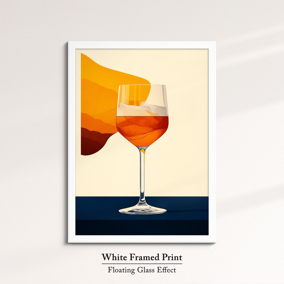 Wine Glass Minimalist Orange Abstract Sunset Drink Kitchen Decor Poster - Image 7