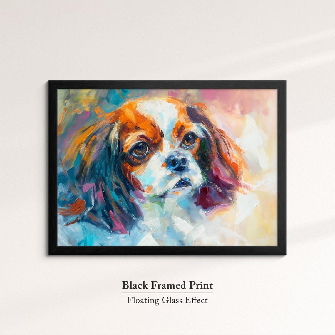 Cavalier King Charles Spaniel Warm Orange Teal Abstract Dog Poster - Image 8