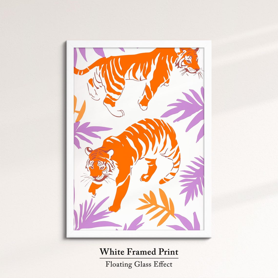 Two Tigers Walking Purple Botanical Illustration Minimalist Art Print - Image 7