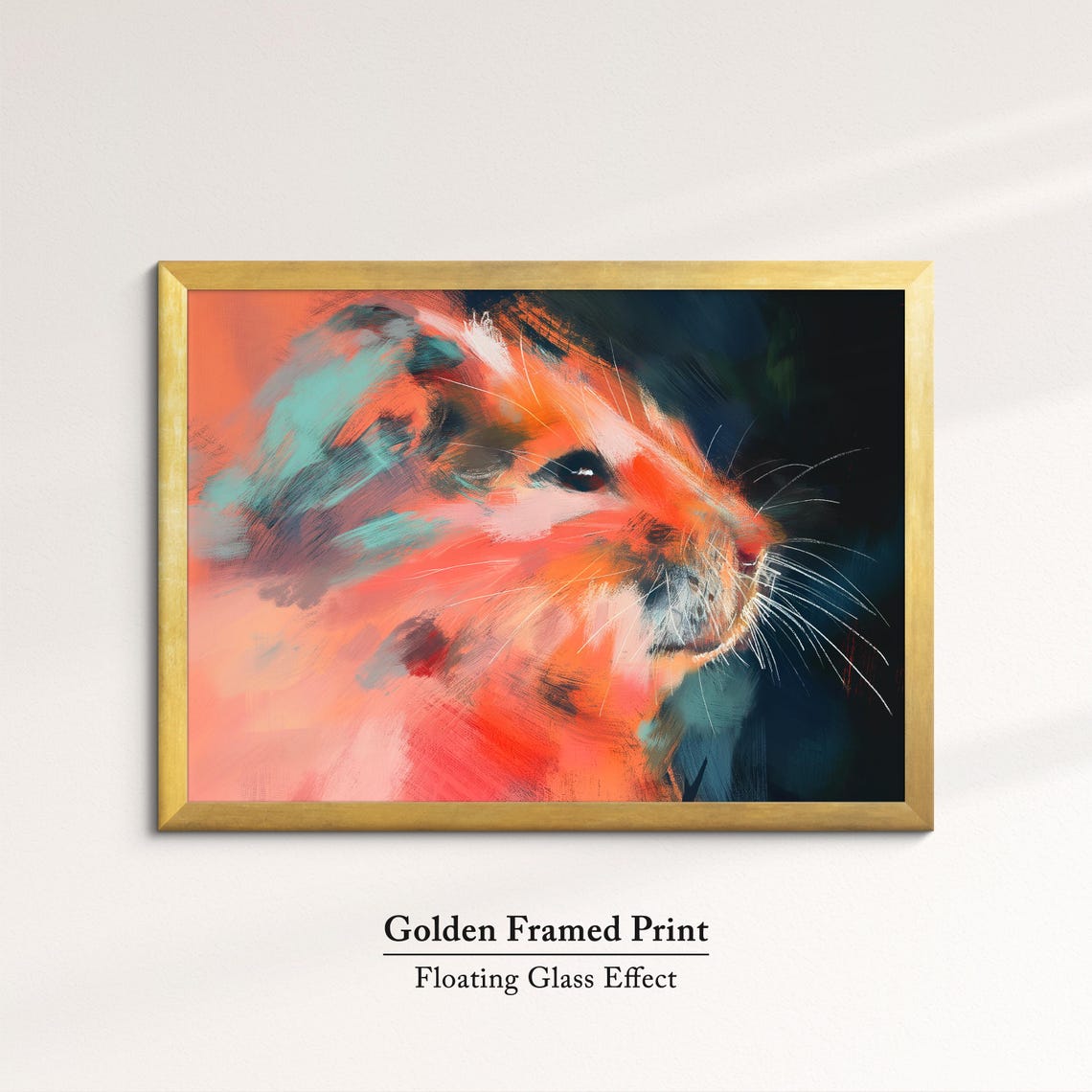 Hamster Fiery Orange Teal Bold Abstract Close Up Small Pet Art Poster - Image 5