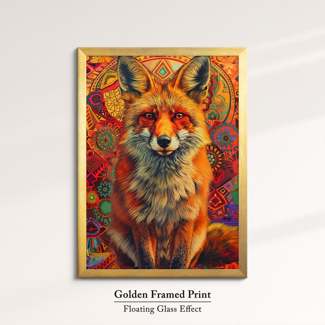 Red Fox Portrait Mandala Pattern Background Realistic Wildlife Art Poster - Image 5