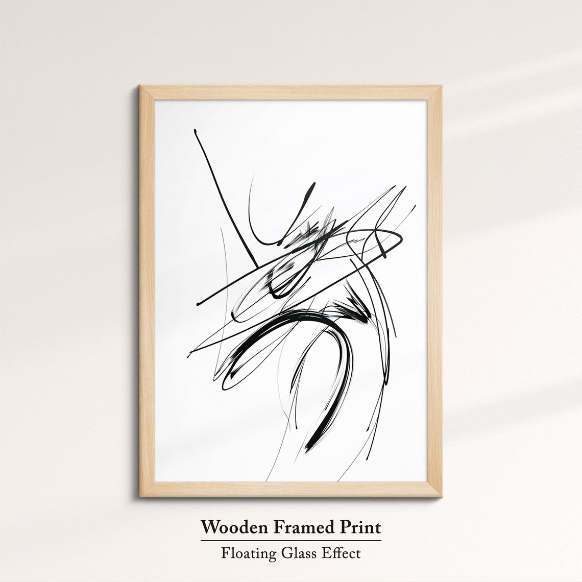 Abstract Black Ink Brush Stroke Art Minimalist Expressive Line Wall Art Print - Image 6