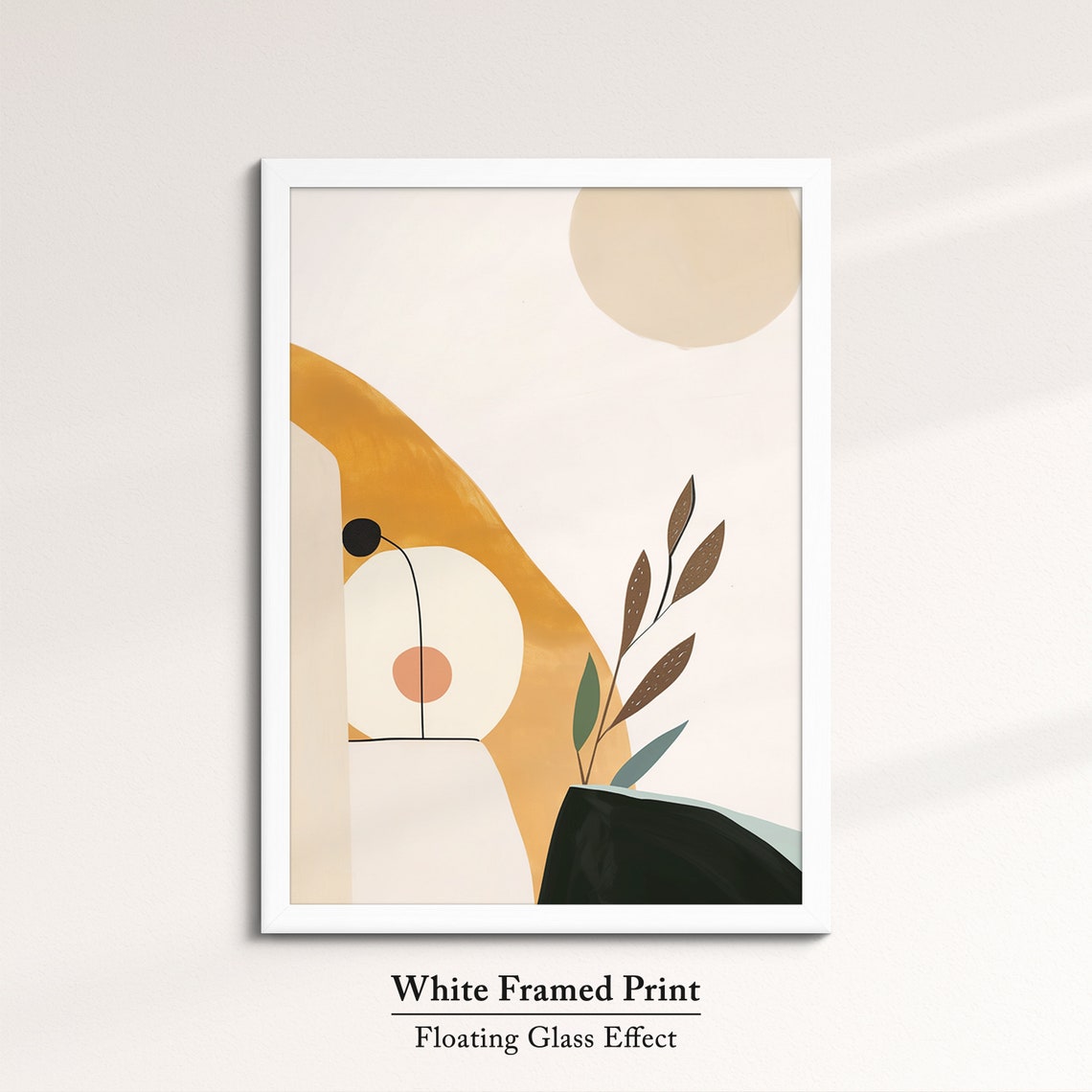 Boho Mustard Arch Abstract Sun Botanical Leaves Minimalist Wall Poster - Image 7