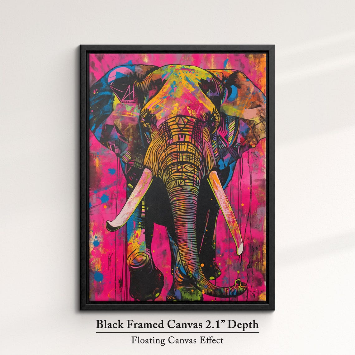 Colorful Elephant Pop Art Hot Pink Graffiti Street Style Wall Poster - Image 2