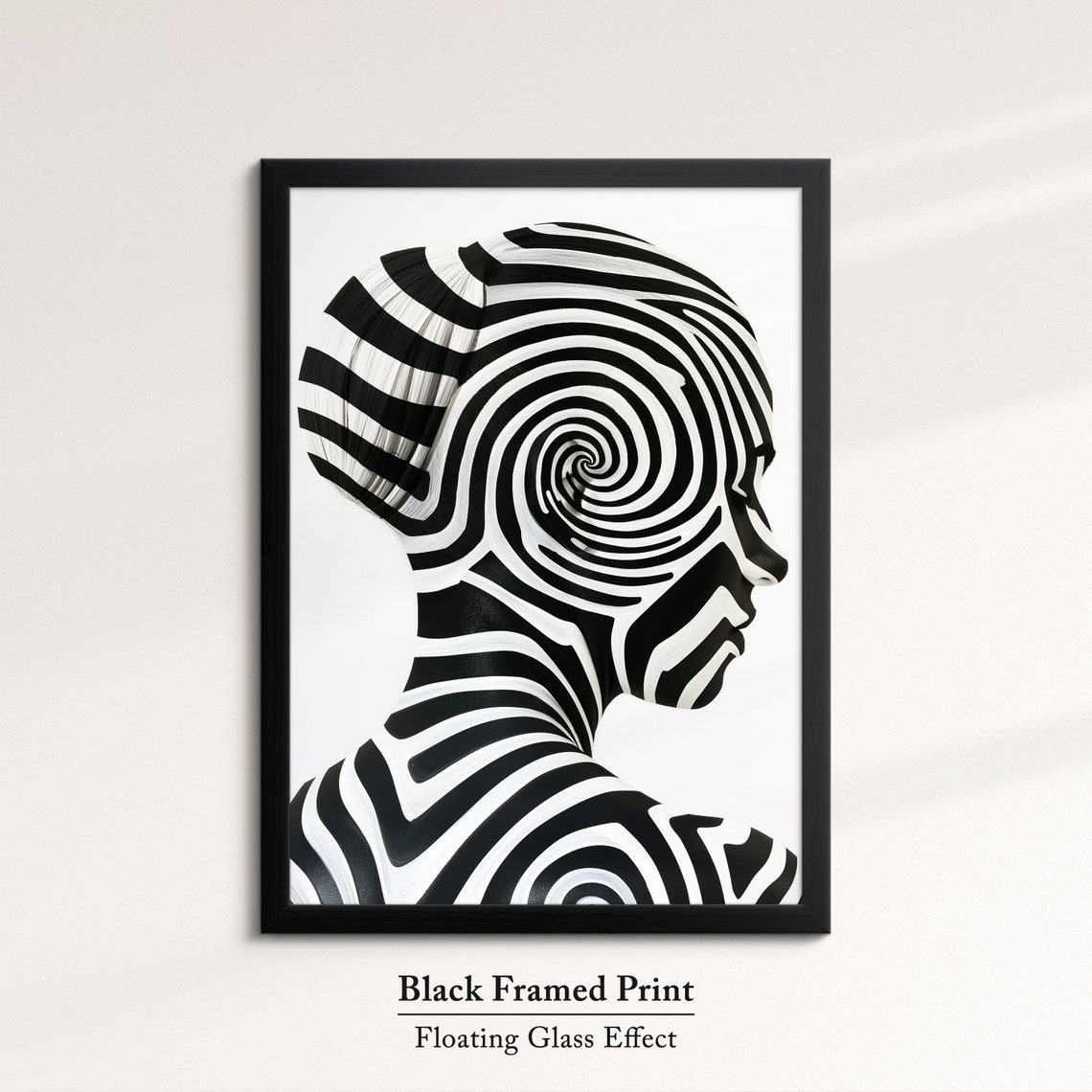 Black And White Spiral Optical Illusion Face Profile Modern Art Poster - Image 8