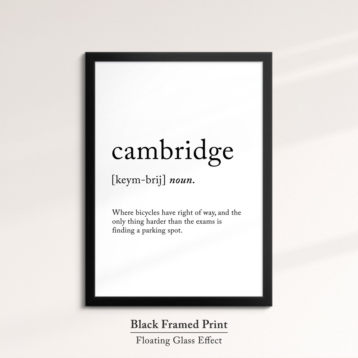 Cambridge England Uk Definition Dictionary Funny Quote Minimalist Framed Print Framed Wall Art Poster Home Decor Interior Gifts - Image 8