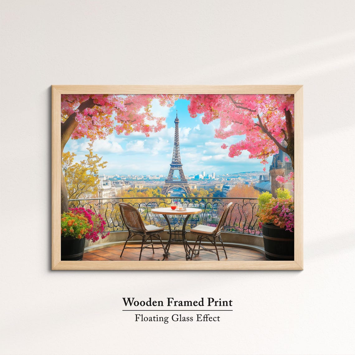 Eiffel Tower Paris Balcony Cherry Blossoms Romantic Travel Art Poster - Image 6