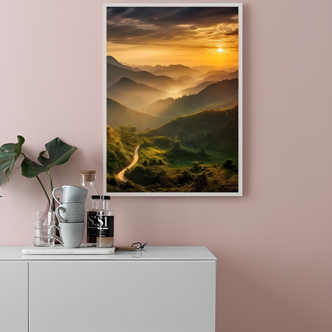 Thailand Golden Sunrise Layered Mountain Road Scenic Travel Poster - Image 2