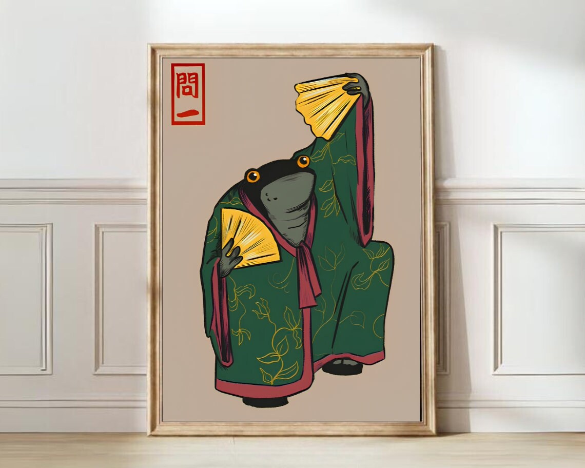Japanese Frog Print by Matsumoto Hoji, Vintage