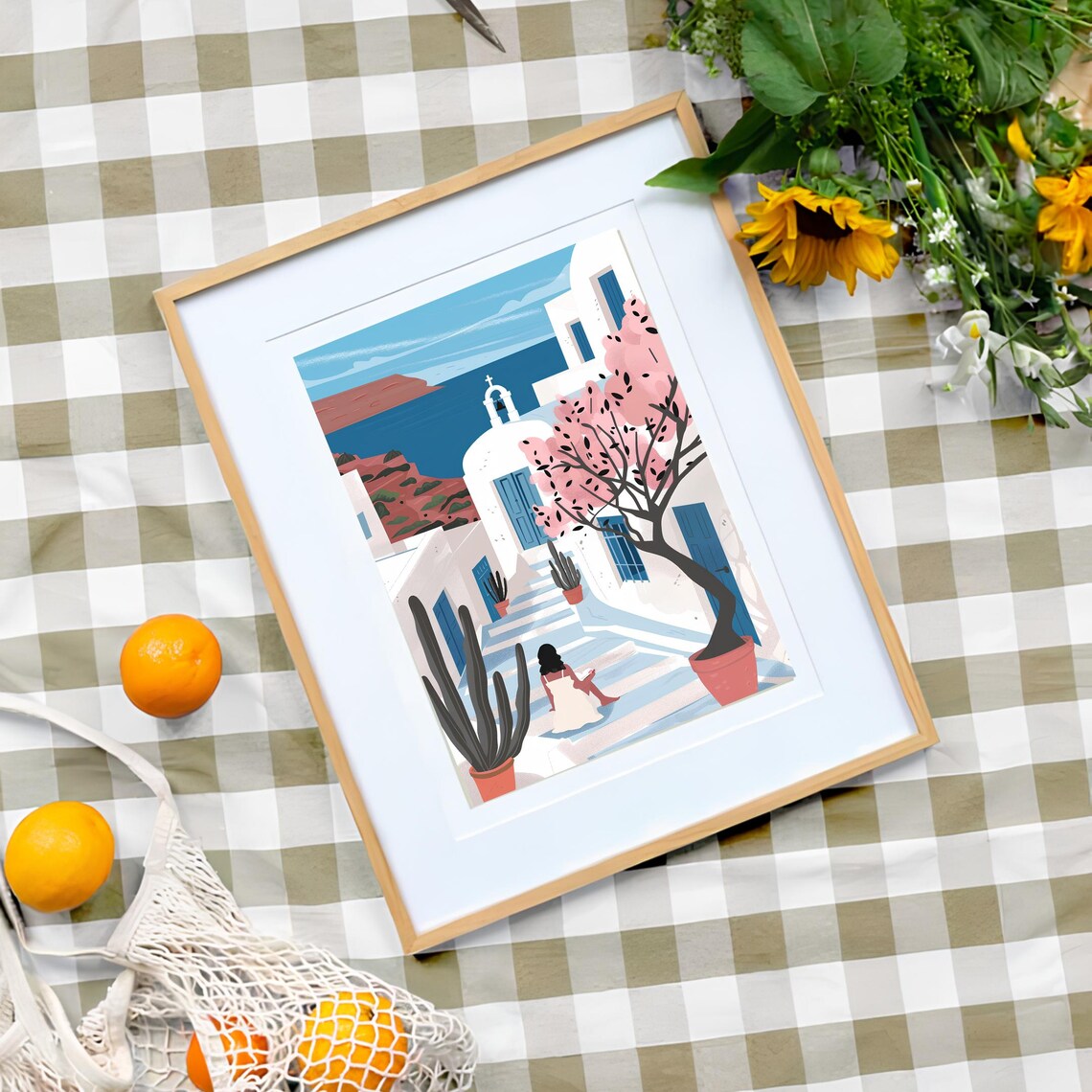 Santorini Travel Poster, Greece Nostalgia Print - Image 3