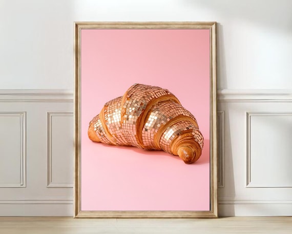 Pink Croissant Print, Eclectic Maximalist Poster