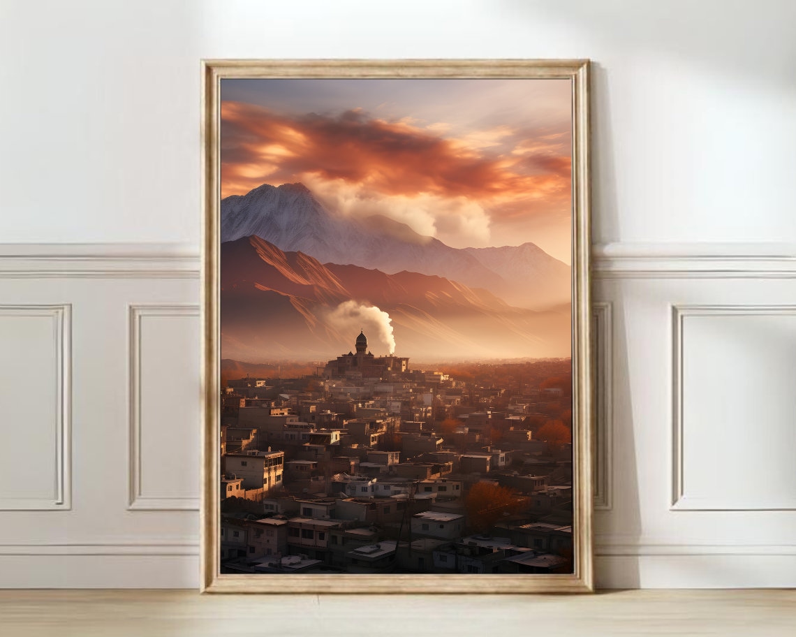 Kabul Afghanistan Landscape Art Print, Travel Poster