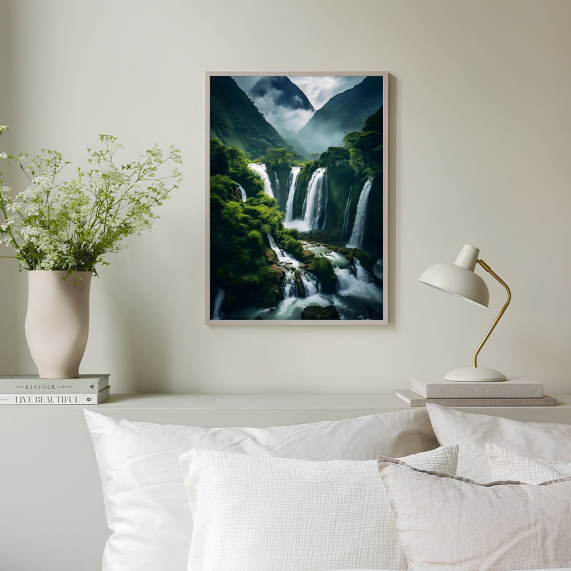 Vietnam Ban Gioc Jungle Waterfall Cascade Photography Poster - Image 3