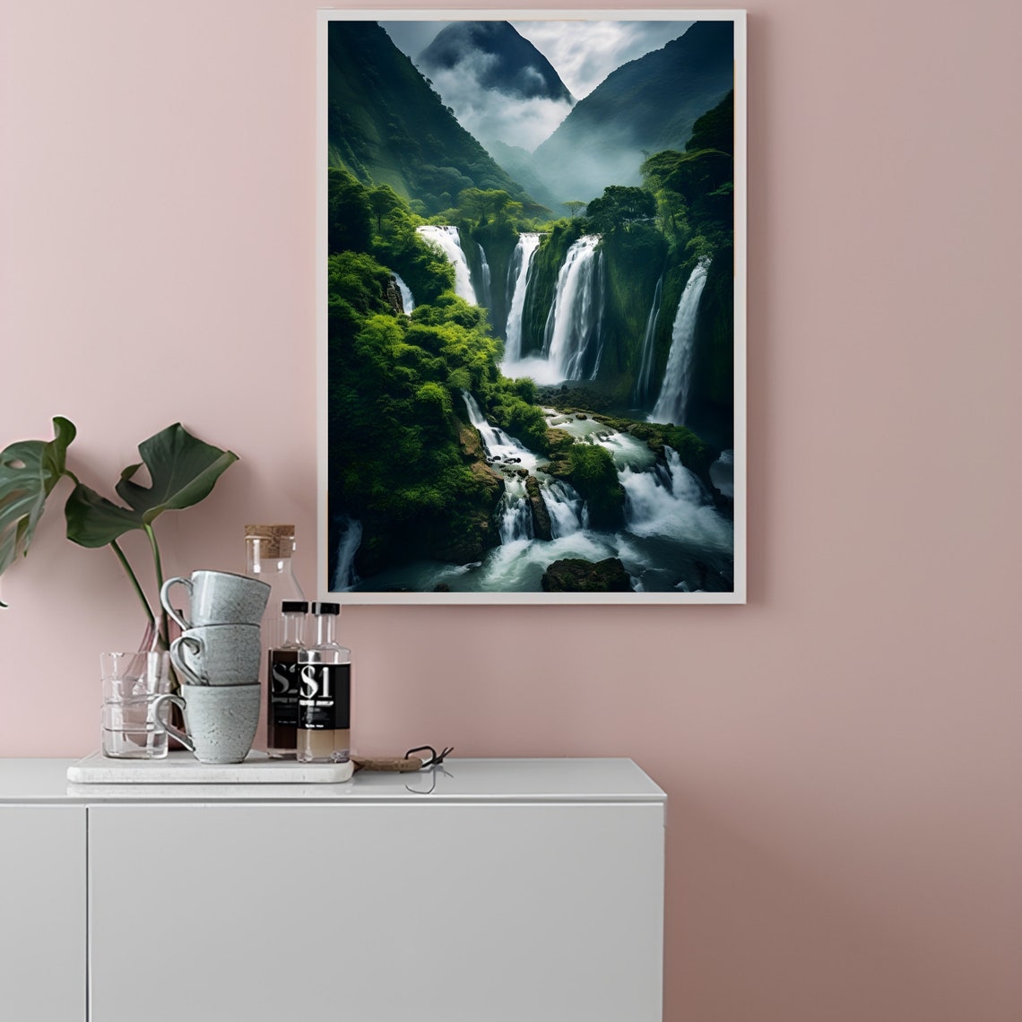 Vietnam Ban Gioc Jungle Waterfall Cascade Photography Poster - Image 2