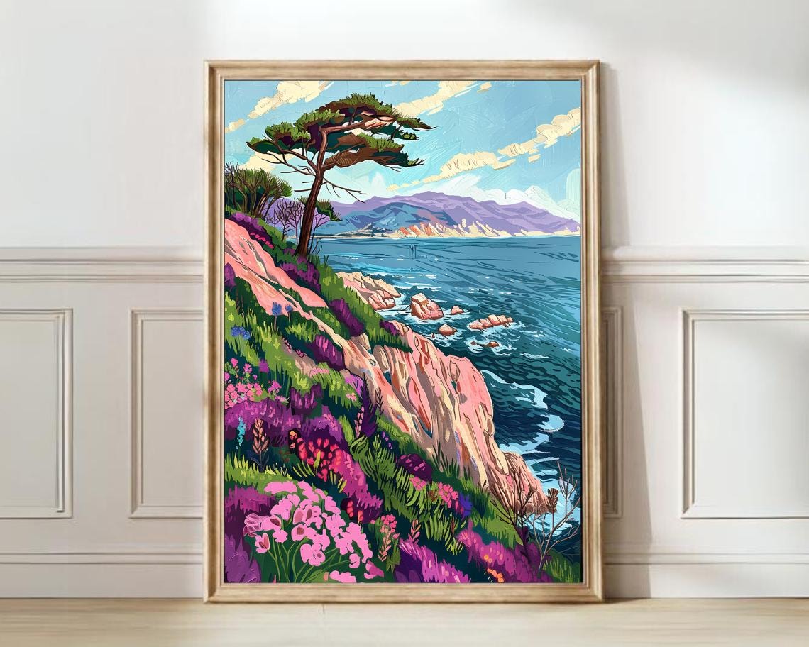 Cypress Print Greece Illustration, Travel Poster