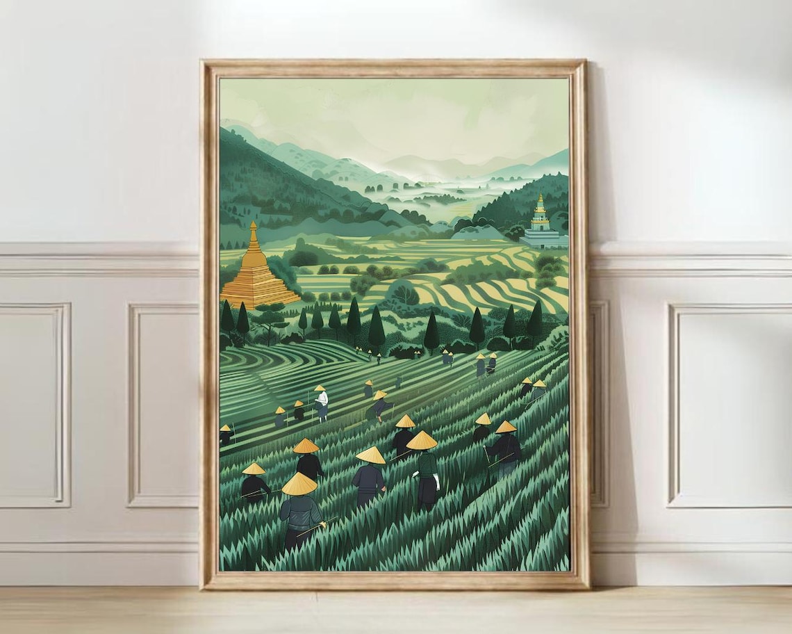 Vietnam Rice Terrace Travel Poster, Nursery Decor