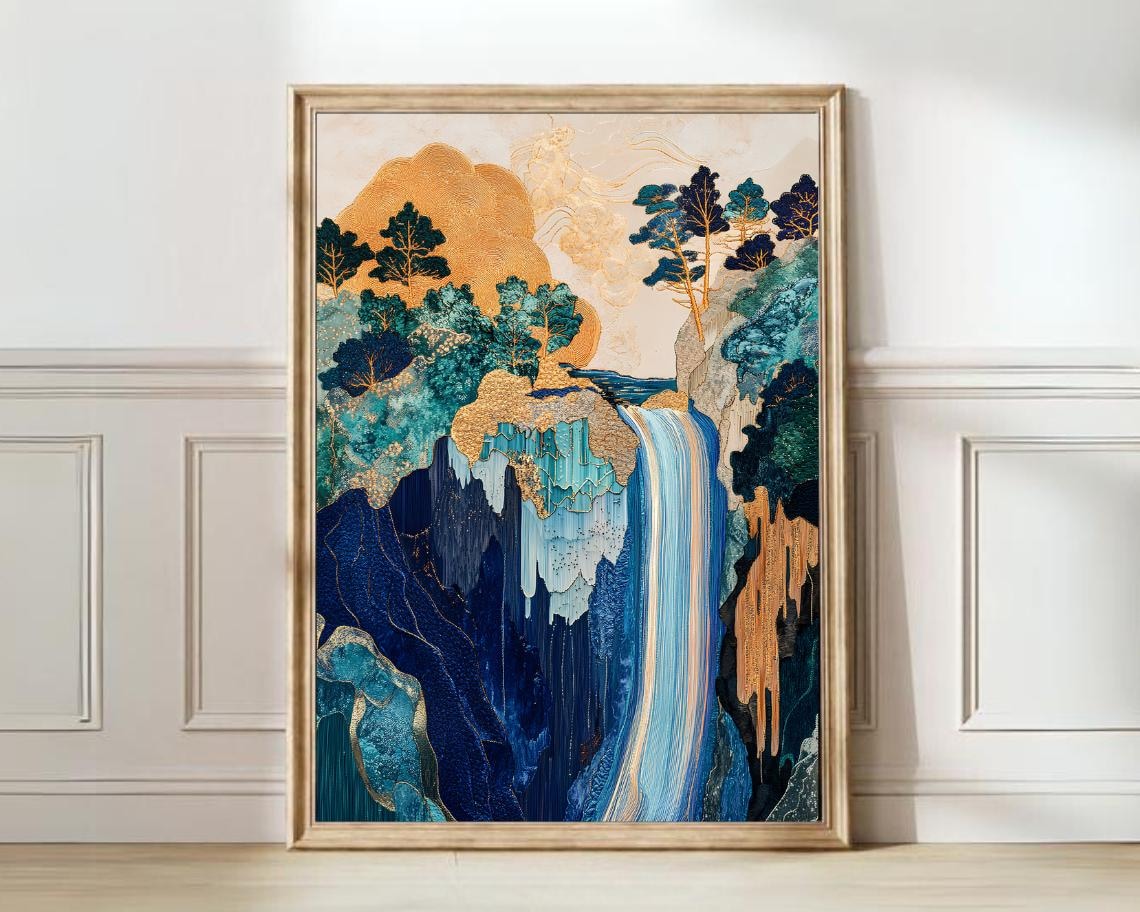 Hokusai Japanese Waterfall Vintage Art Print