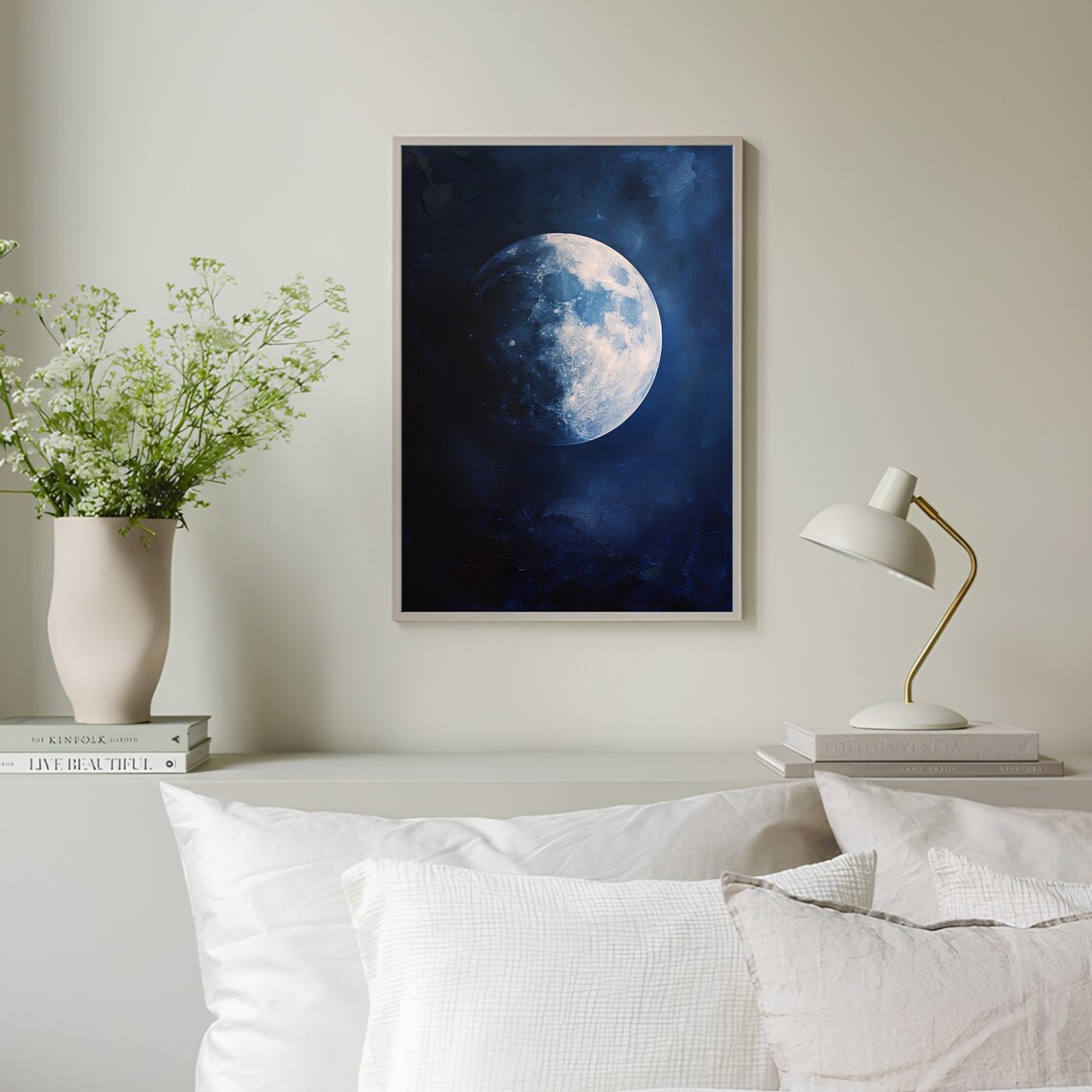 Moon Poster, Moody Night Sky Minimalist Art Print - Image 3