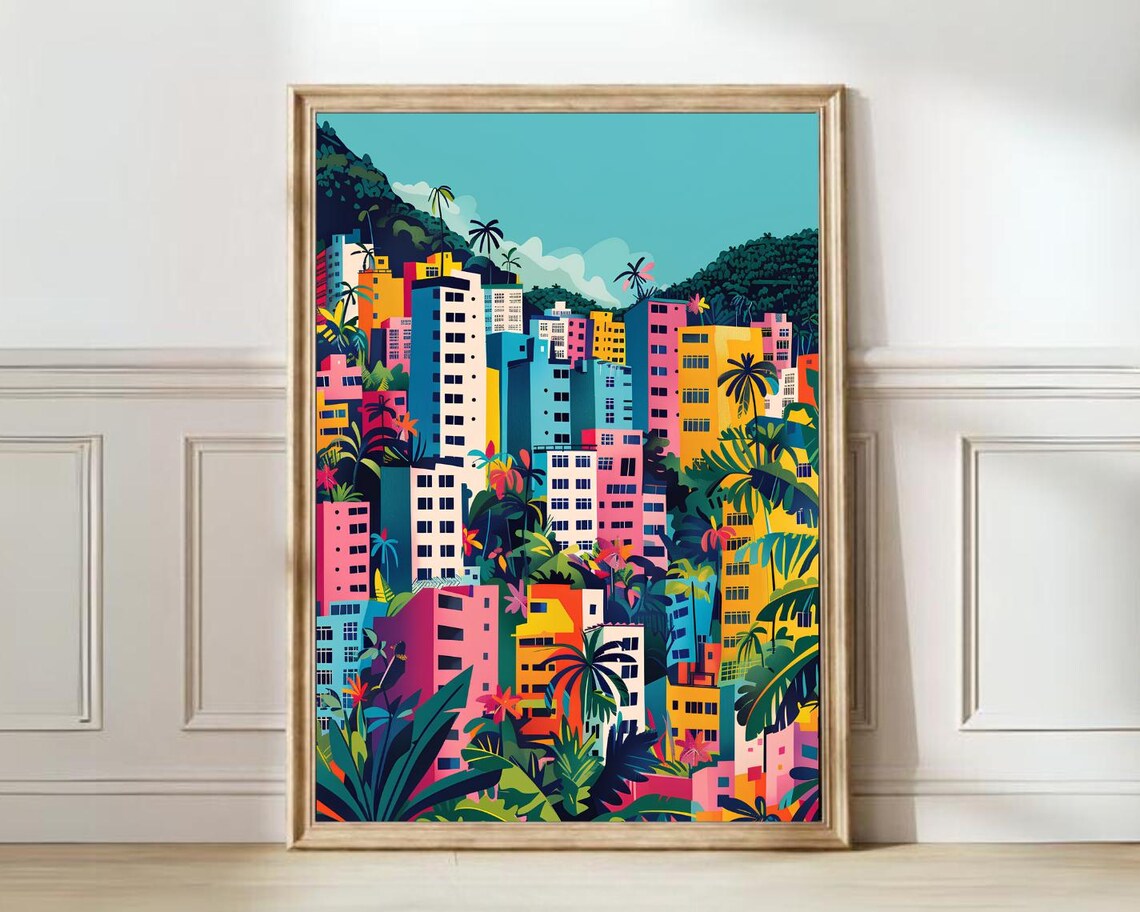 Caracas Venezuela Colorful Hillside City Pop Art Skyline Poster