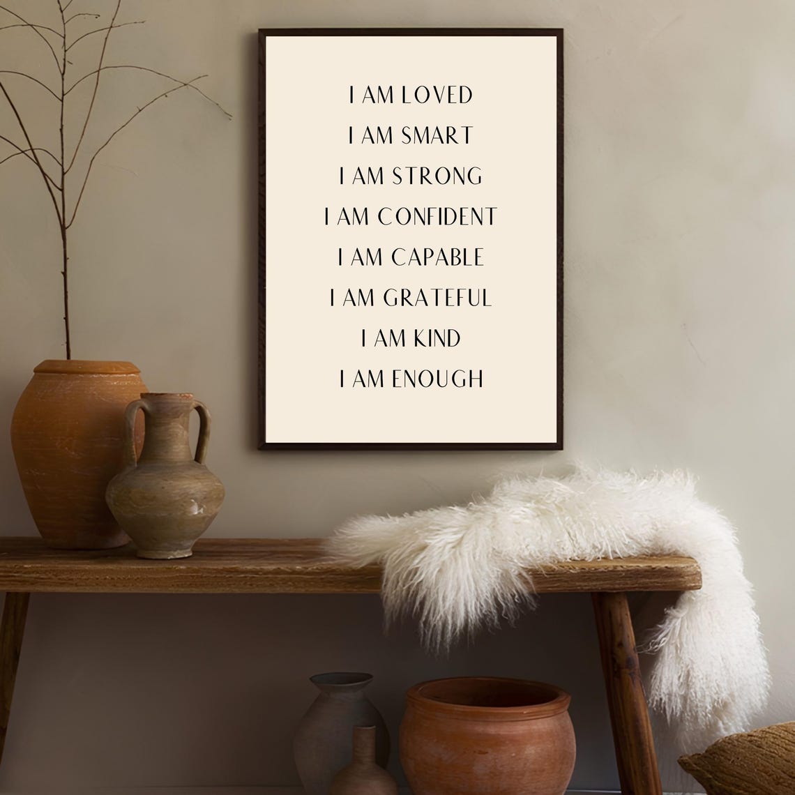 I Am Loved I Am Smart Positive Affirmation Quote Minimalist Poster - Image 2