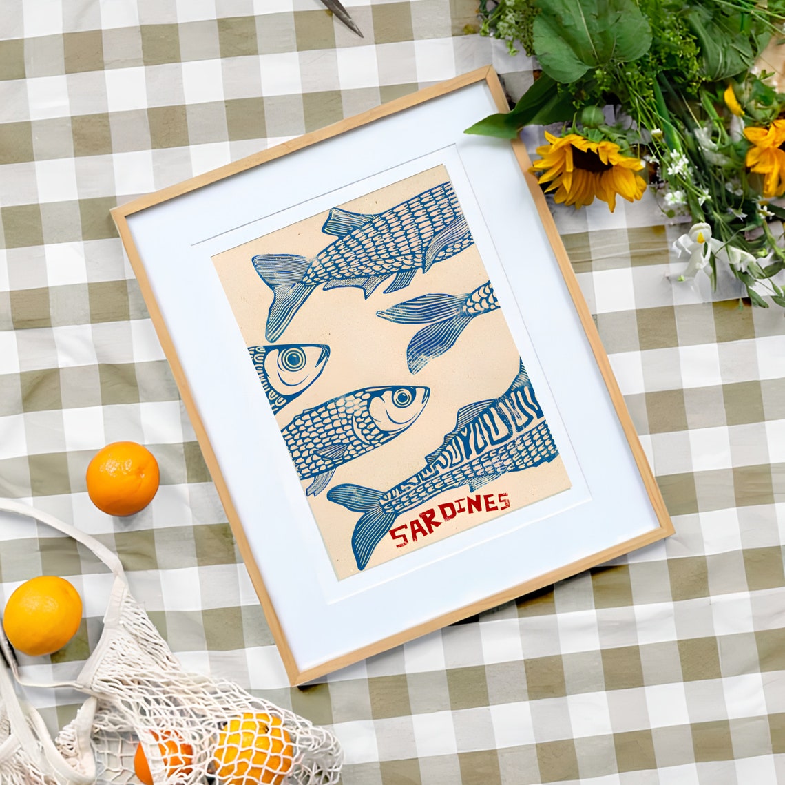 Vintage Sardines Fish Market Illustration Kitchen Art Poster - Image 3