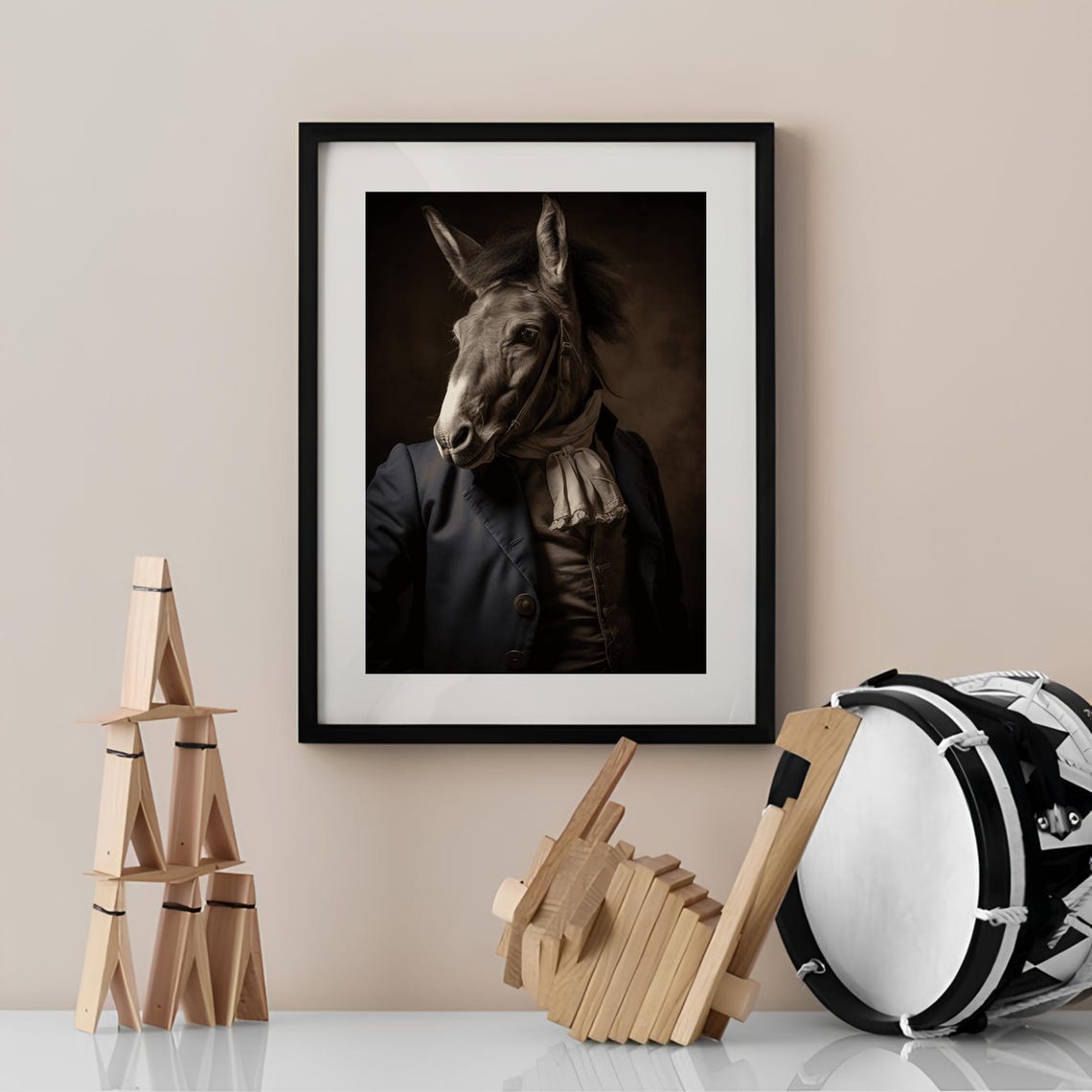 Victorian Donkey Portrait In Dapper Gentleman Attire Art Poster - Image 2